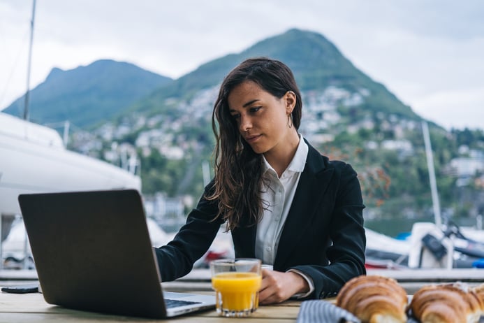 Business on laptop in Switzerland